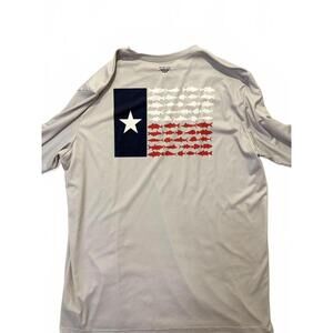 Columbia PFG Shirt Mens 2XL Gray Long Sleeve Texas Flag Fishing Performance Tee